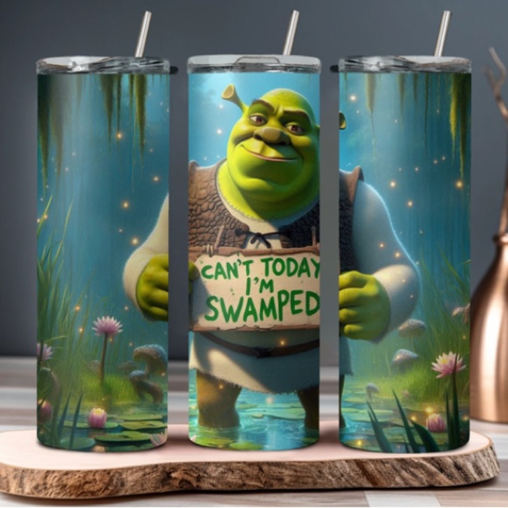 Shrek Themed Tumbler with Straw